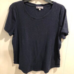 Marled Essentials Navy Blue Scoop Neck Tee Size L